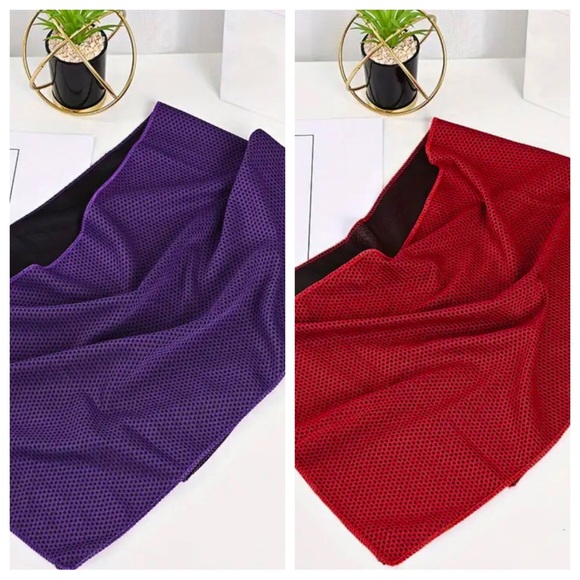 Dani 2 PC Red & Purple Cooling Towels - Picture 1 of 7
